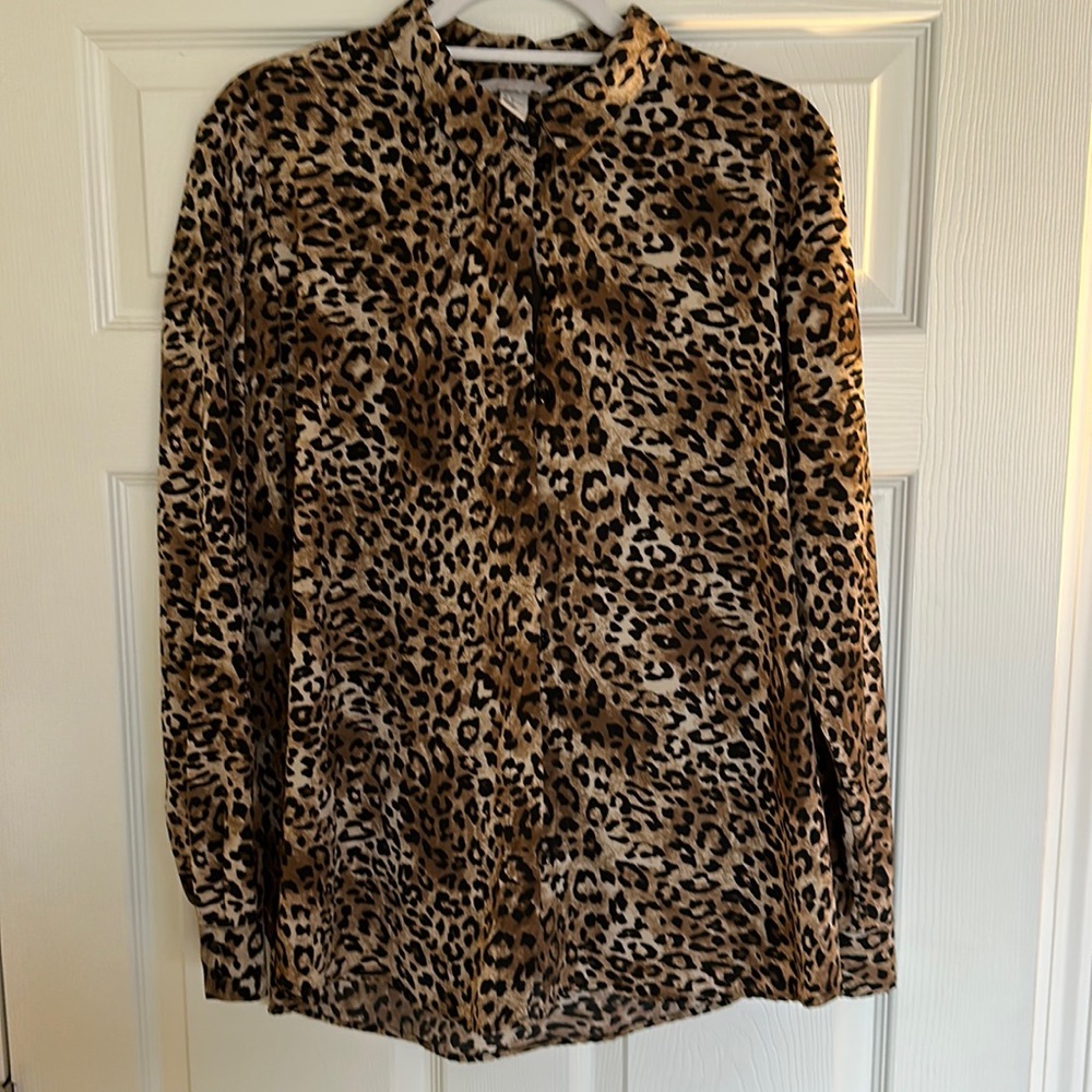 H&M Animal Print Button Up Blouse
